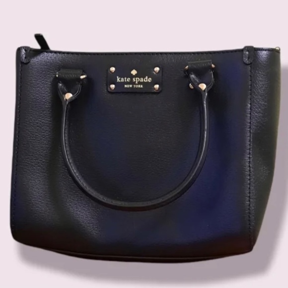 🥳🎉 HOST PICK !  Black Leather  ♠️ kate spade ♠️  handbag EUC - Picture 2 of 7